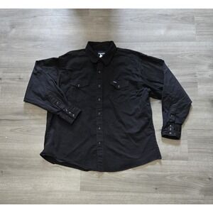 Wrangler Brushpopper Black Western Pearl Snap Up Rodeo Riding Shirt Men's 2XL